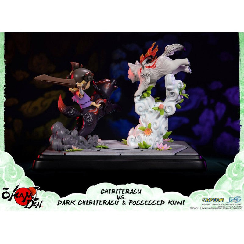 Okamiden statuette Chibiterasu vs. Dark Chibiterasu & Possessed Kuni 33 cm