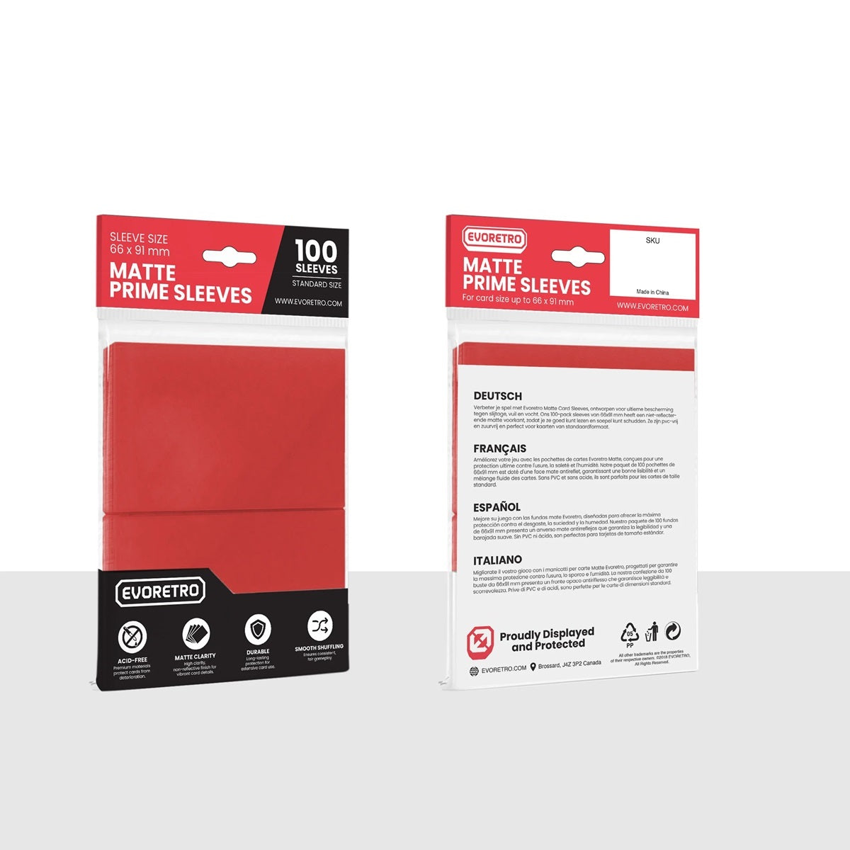 Sleeves - 100 pieces - Standard - Matte Red - Red
