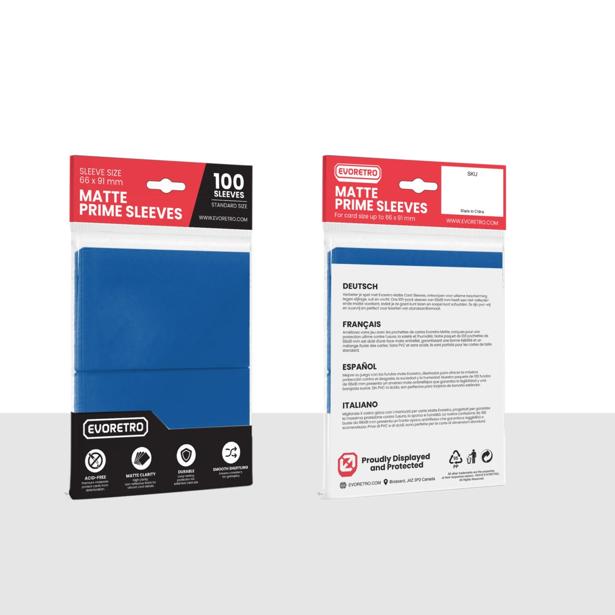 Sleeves - 100 pieces - Standard - Matte Blue - Blue
