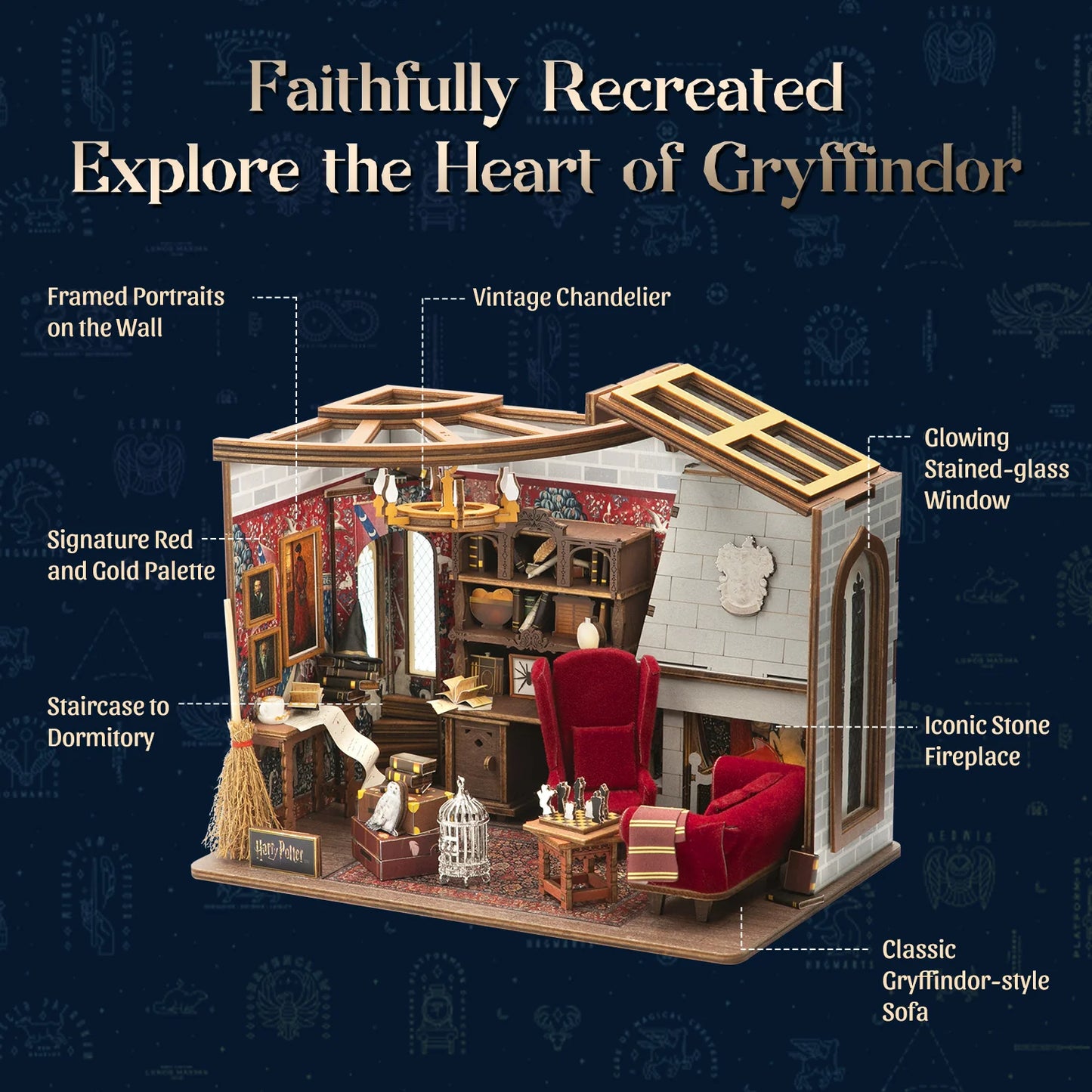 Harry Potter Puremind Wooden DIY House Gryffindor Common Room