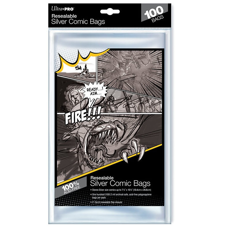 Comics Bags Silver Resealable Pack of 100pcs (PVPC 0.00 - set price)
