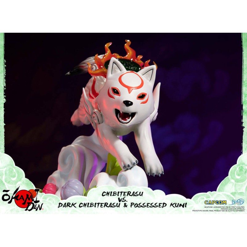 Okamiden statuette Chibiterasu vs. Dark Chibiterasu & Possessed Kuni 33 cm