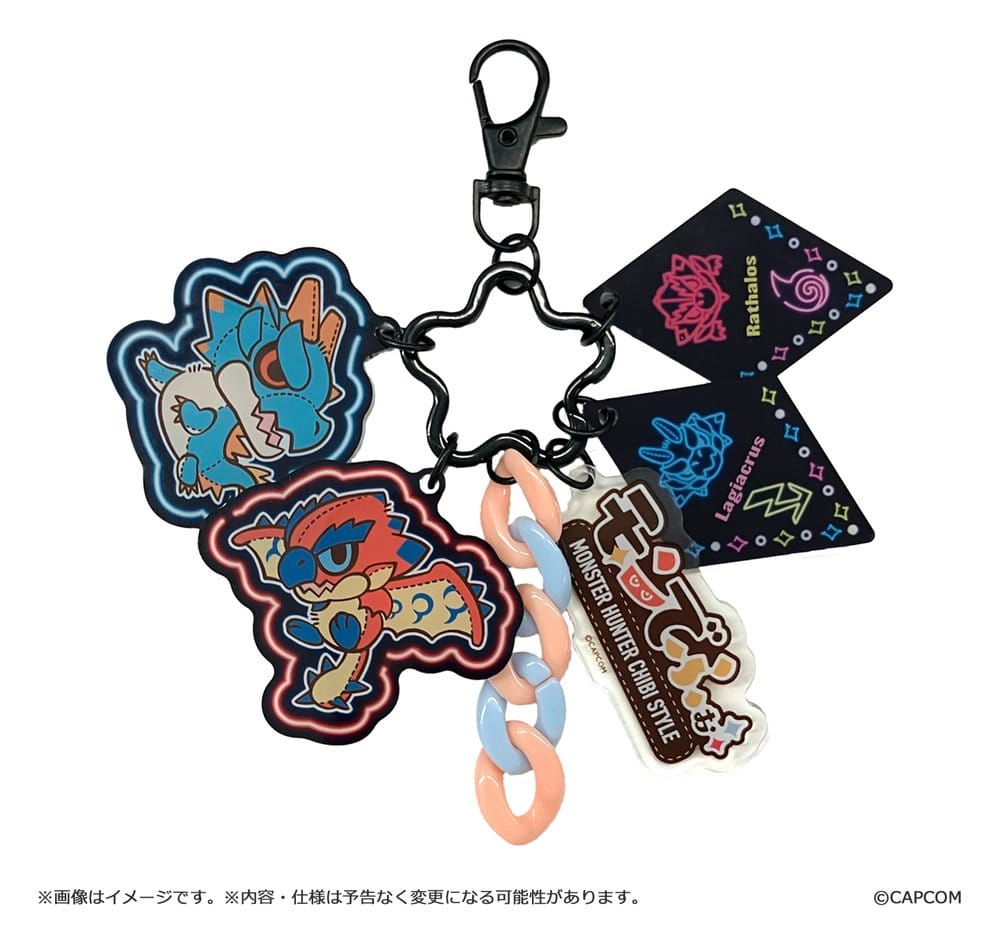Monster Hunter Chibi Style Acrylic Keychain Multi Charm: Rathalos & Lagiacrus