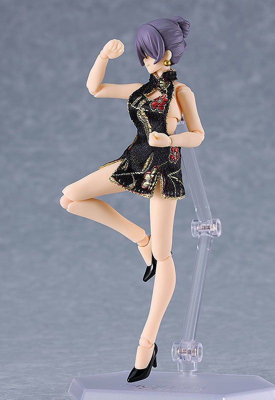 figma Female Body (Mika) with Mini Skirt Chinese Dress Outfit (Black)