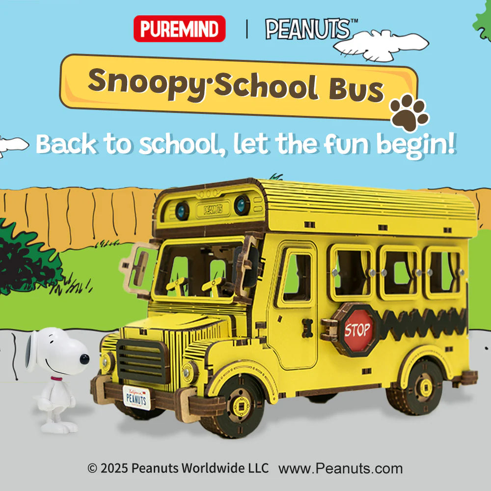 Snoopy Puremind Wooden Kit Snoopy School Bus