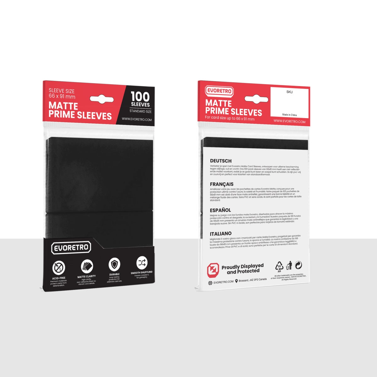 Sleeves - 100 pieces - Standard - Matte Black - Black