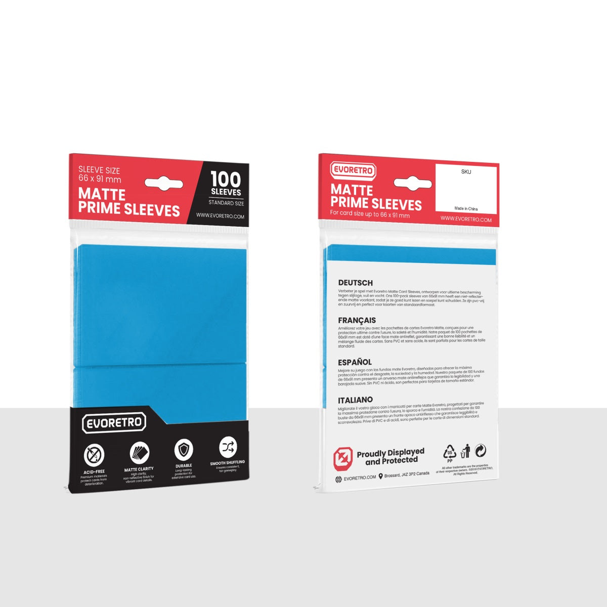 Sleeves - 100 pieces - Standard - Matte Light Blue - Blue