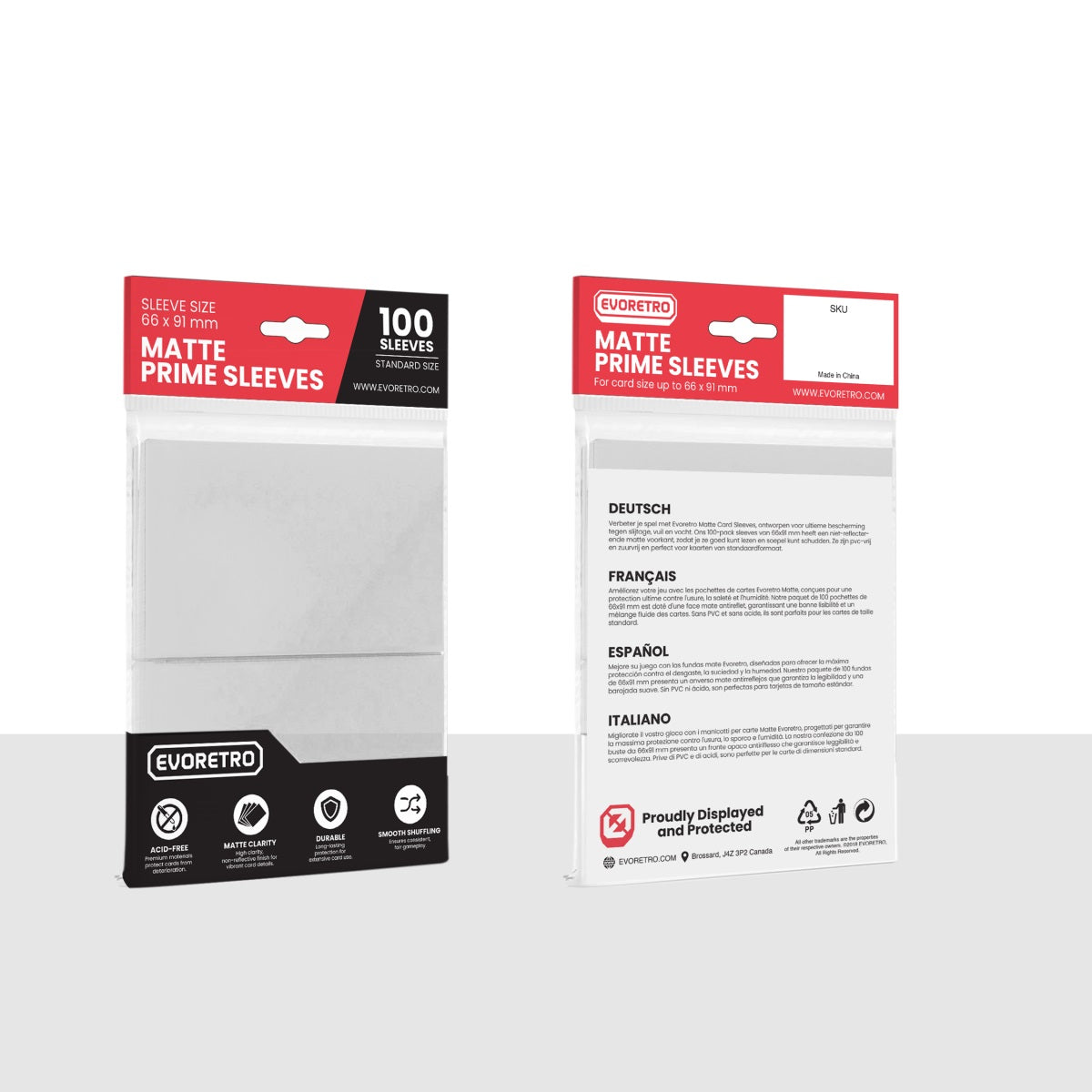 Sleeves - 100 pieces - Standard - Matte Transparent - Clear