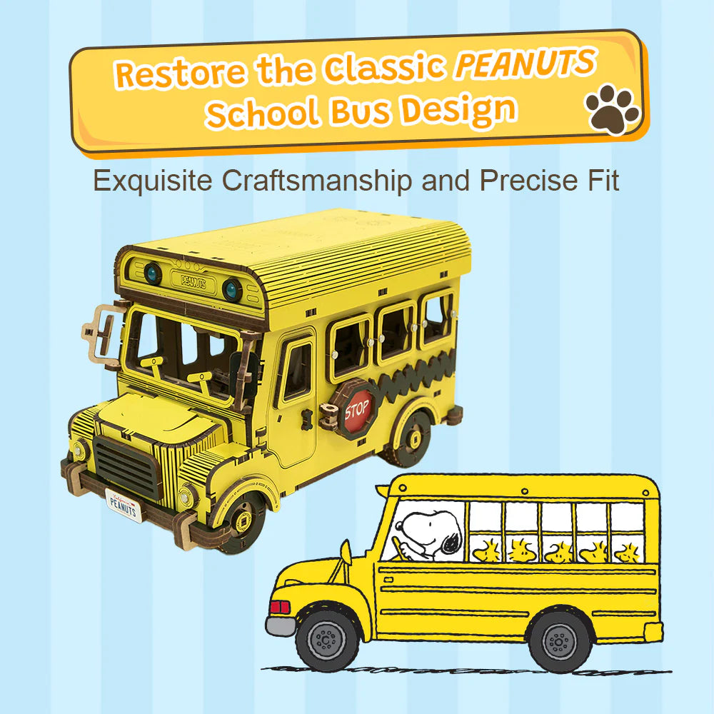 Snoopy Puremind Wooden Kit Snoopy School Bus