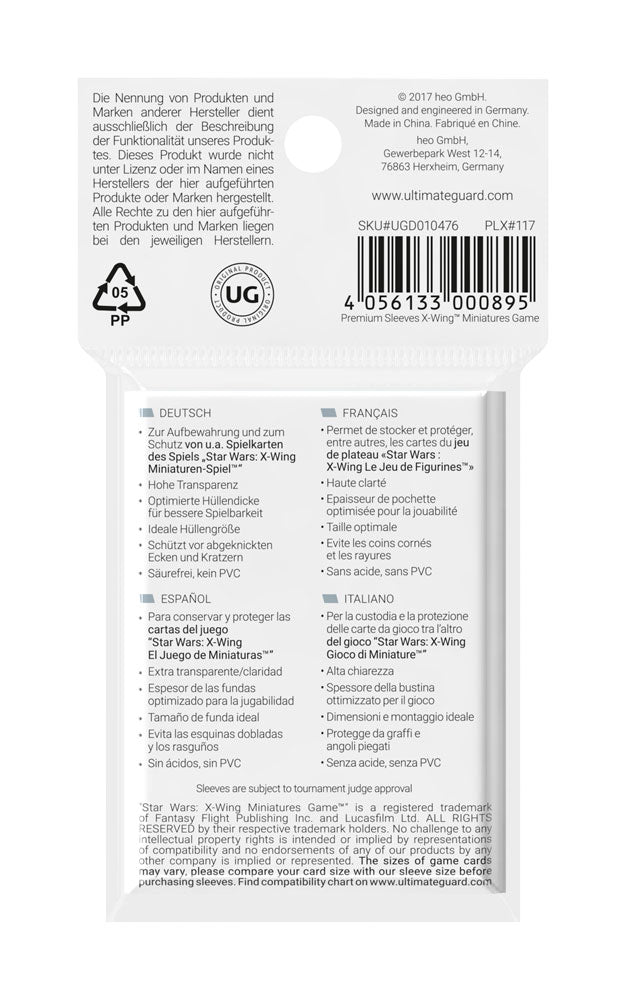 Sleeves - X-Wing Board Game Premium Sleeve - Clear