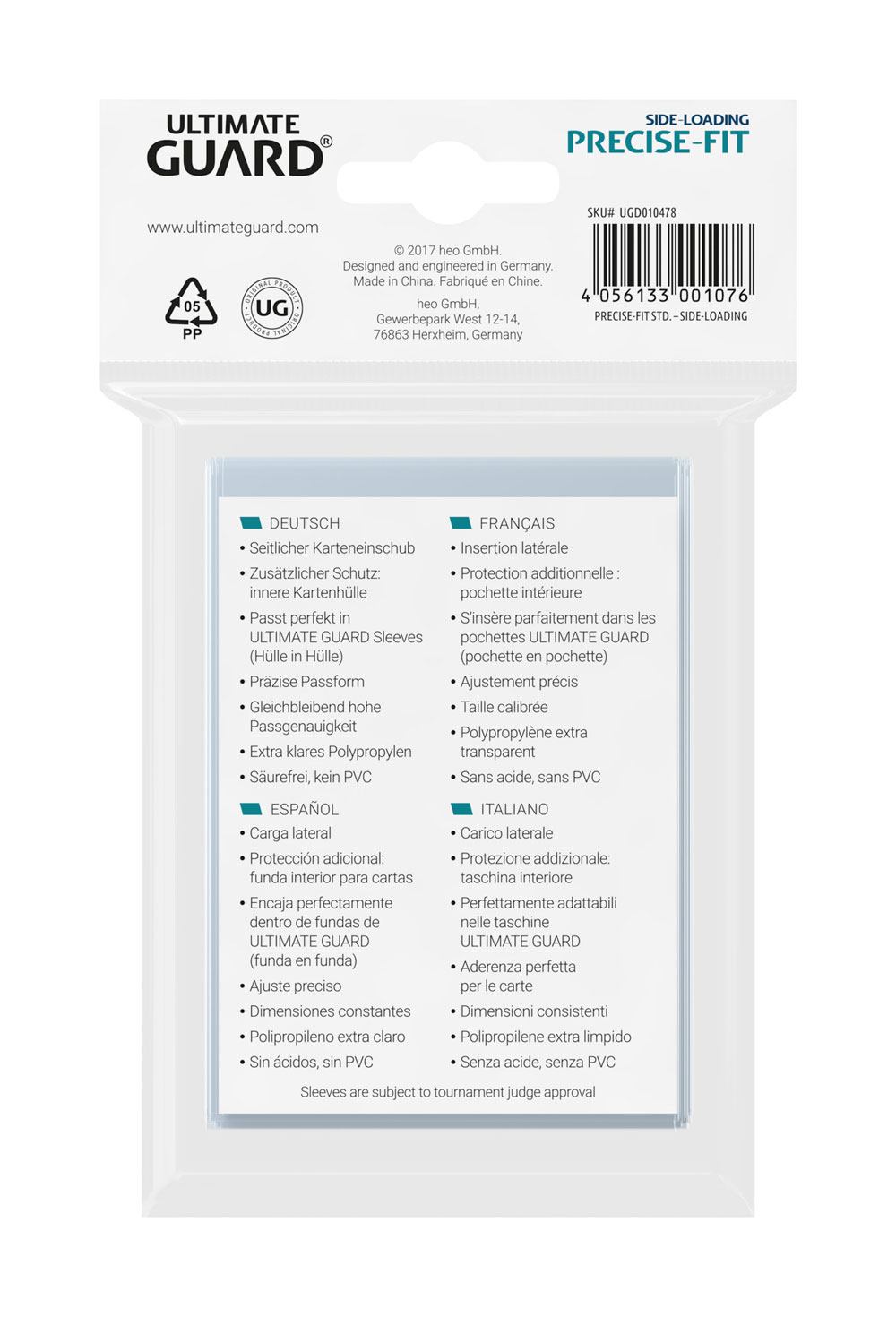 Sleeves - Side-Loading Precise-Fit - Standard  - Transparent - Clear