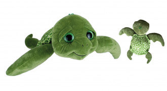 Plush - Divers - lying Turtle Glitter Eyes - Green