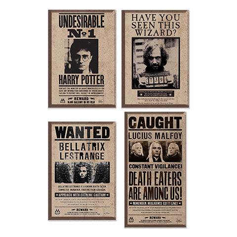 Magnet - Set of 4 - Harry Potter - Wanted