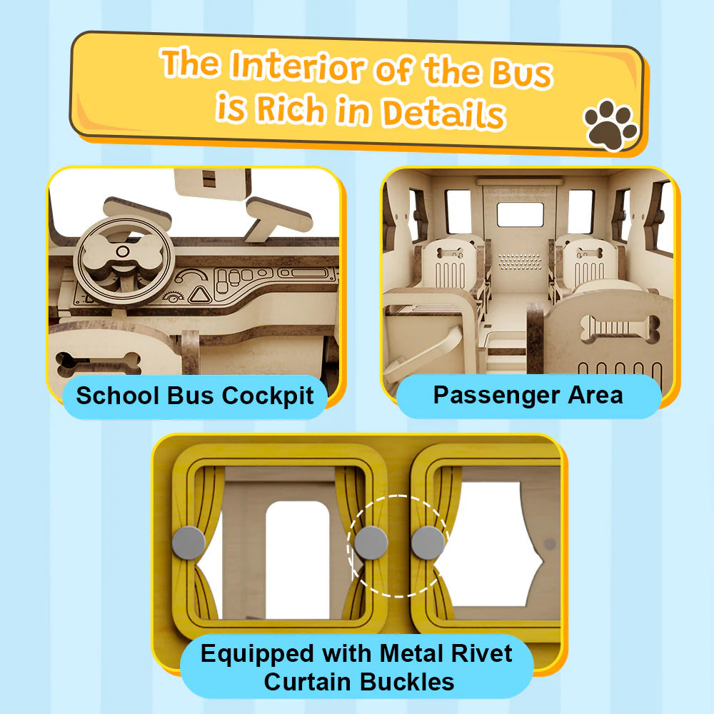 Snoopy Puremind Wooden Kit Snoopy School Bus