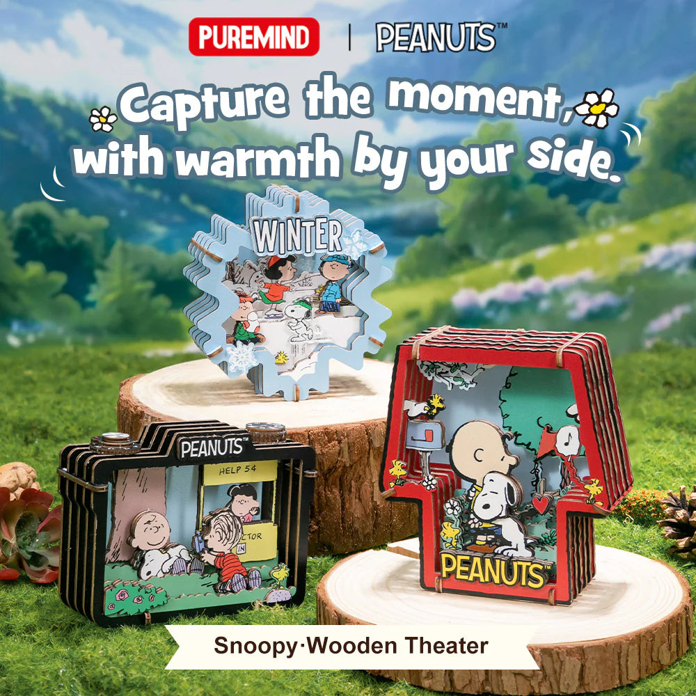 Snoopy Puremind Wooden Theater Snoopy Healing Hug