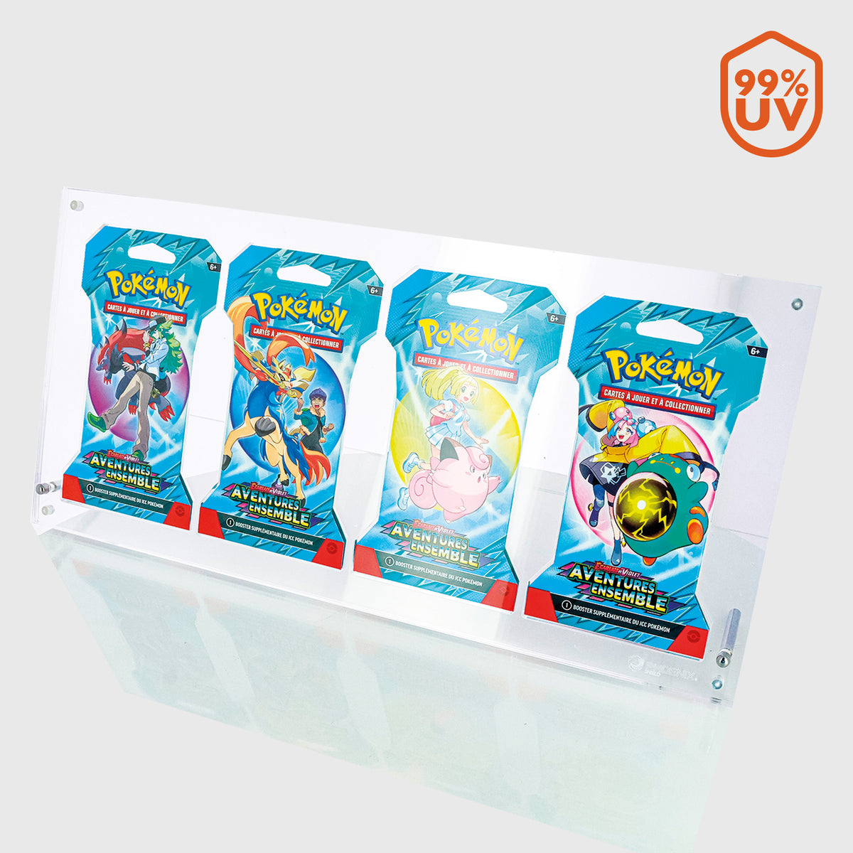Display - Pokemon - Acrylic Case - (4) Booster sous Blister - UV99 - Clear