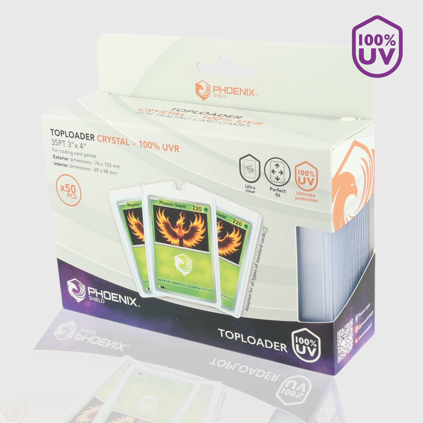 Sleeves - 50x Toploader Crystal - 35pt - UV100 - Clear