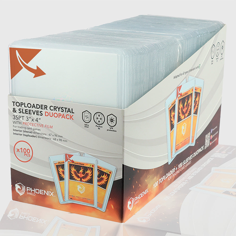 Sleeves - 100x Toploader + Protège Cartes - 35pt - Standard - Clear
