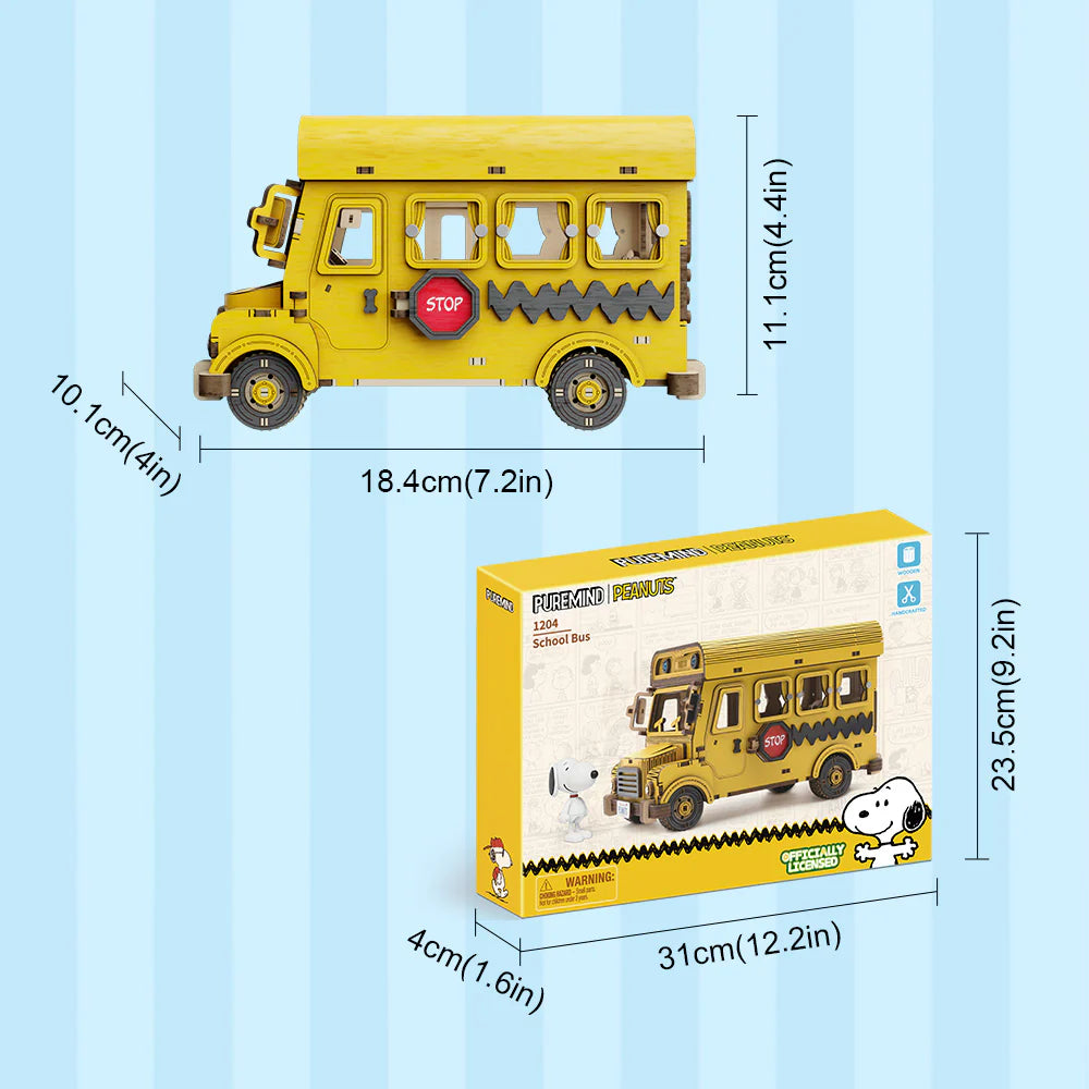 Snoopy Puremind Wooden Kit Snoopy School Bus