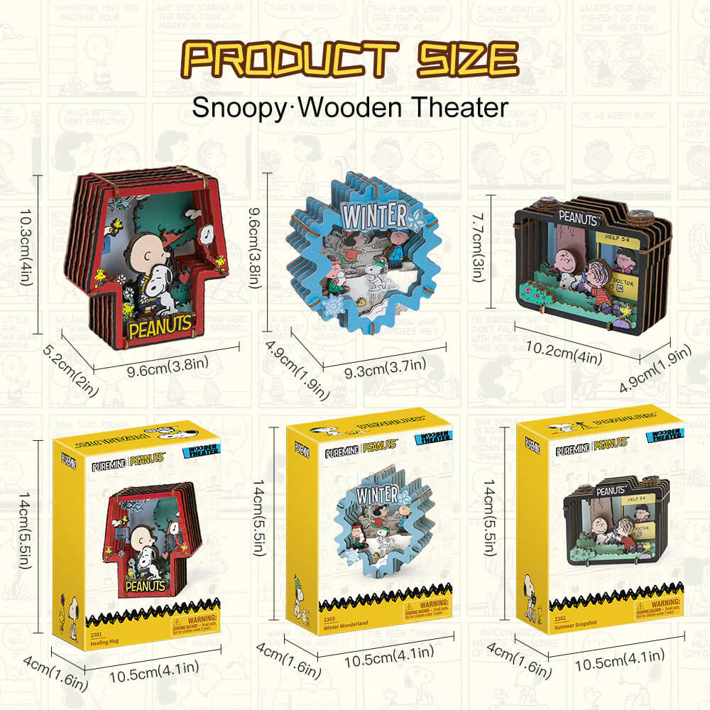 Snoopy Puremind Wooden Theater Snoopy Healing Hug
