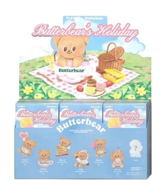 Butterbear - Party - DISPLAY OF 6 SOFT TOYS 15CM - MYSTERY BOX