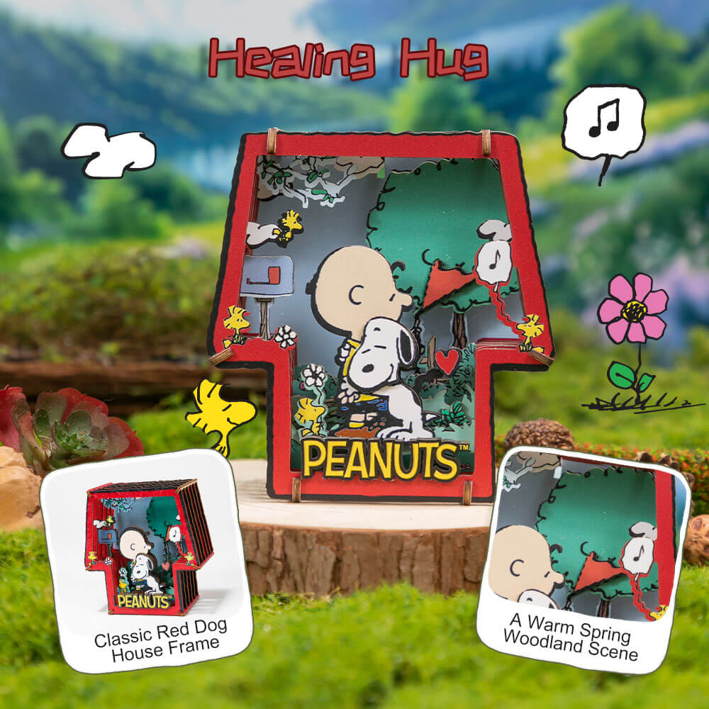 Snoopy Puremind Wooden Theater Snoopy Healing Hug