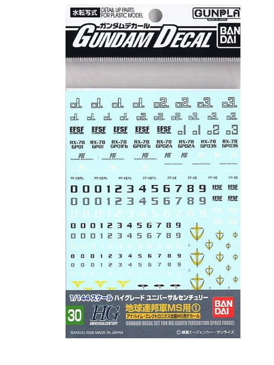 Decal HG 1/144 30 Multiuse for MS Earth Federation Space Force