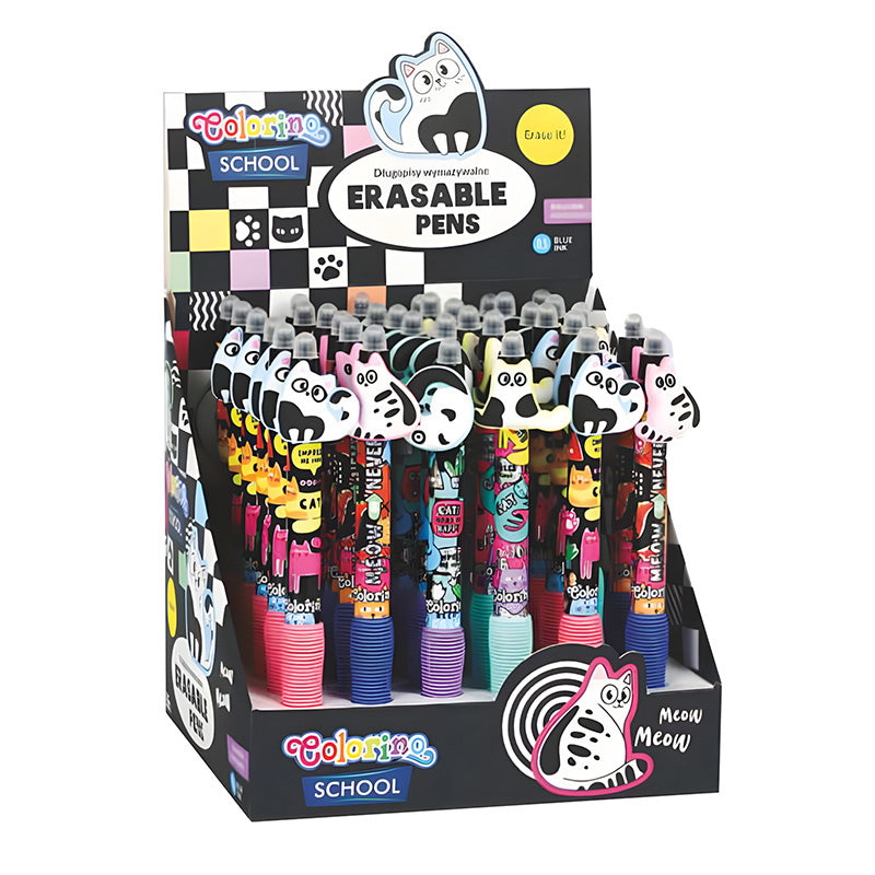 Coloring School - Erasable Grip Pen Cats Set of 6