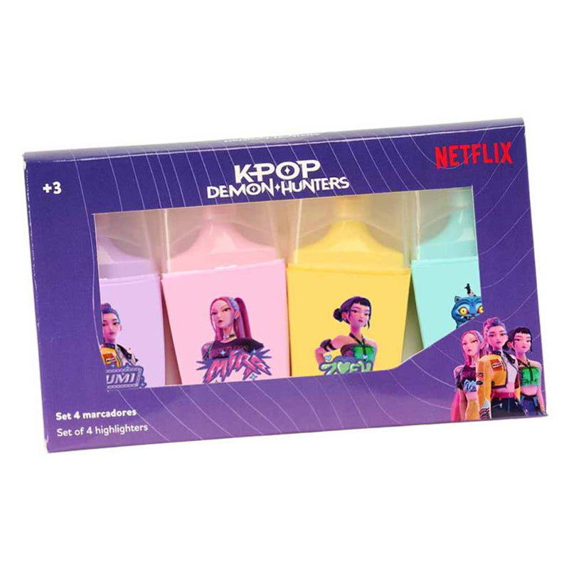 KPop Demon Hunters - Pack of 4 Fluorescent Highlighters