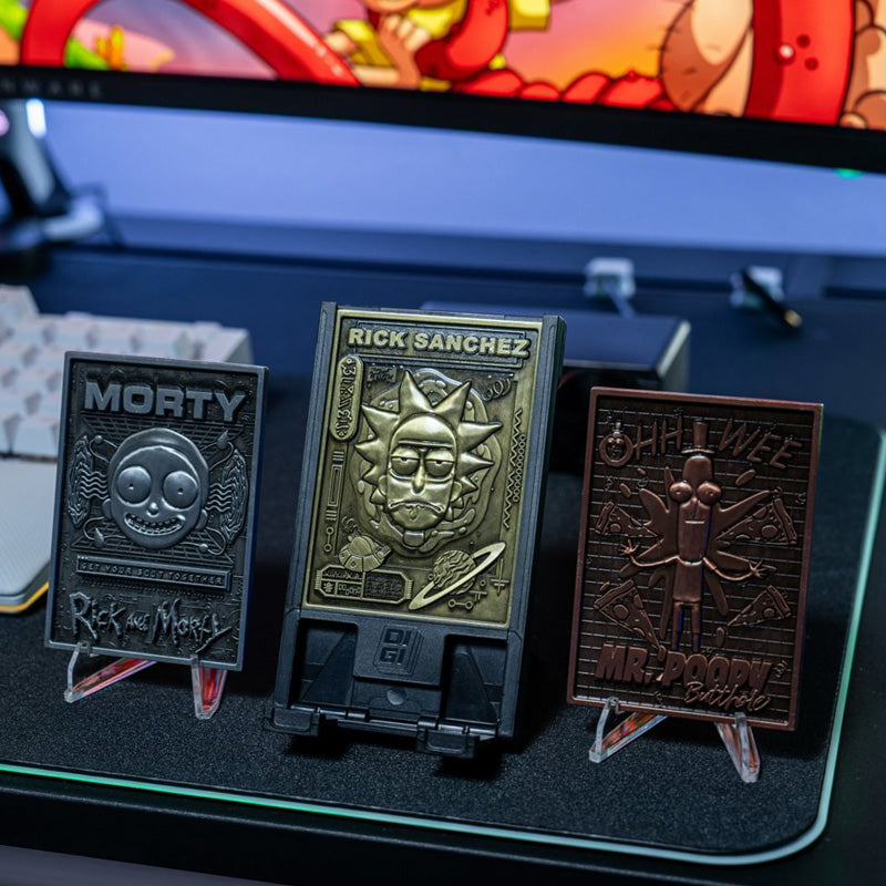 Rick & Morty Digiplate Starter Pack - 3 Metal Cards + Stand