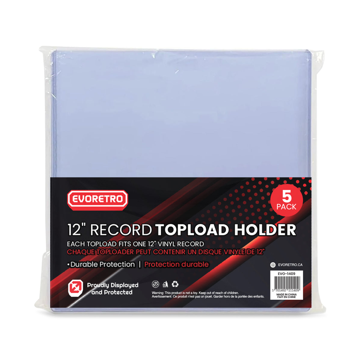 Evoretro Toploader for 33rpm Vinyl - Pack of 5