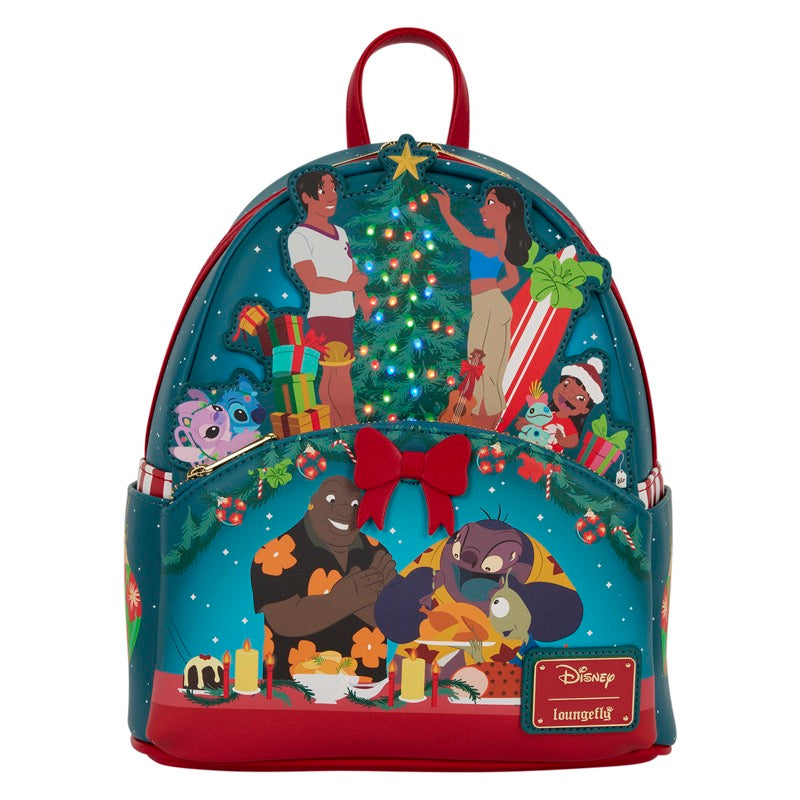 Disney Loungefly Mini Backpack Lilo & Stitch Holiday Celebration