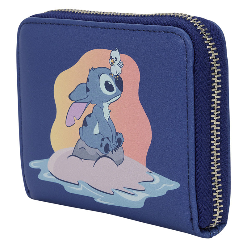 Disney Loungefly Wallet Lilo And Stitch Minimal Sitting On Rock With Bird