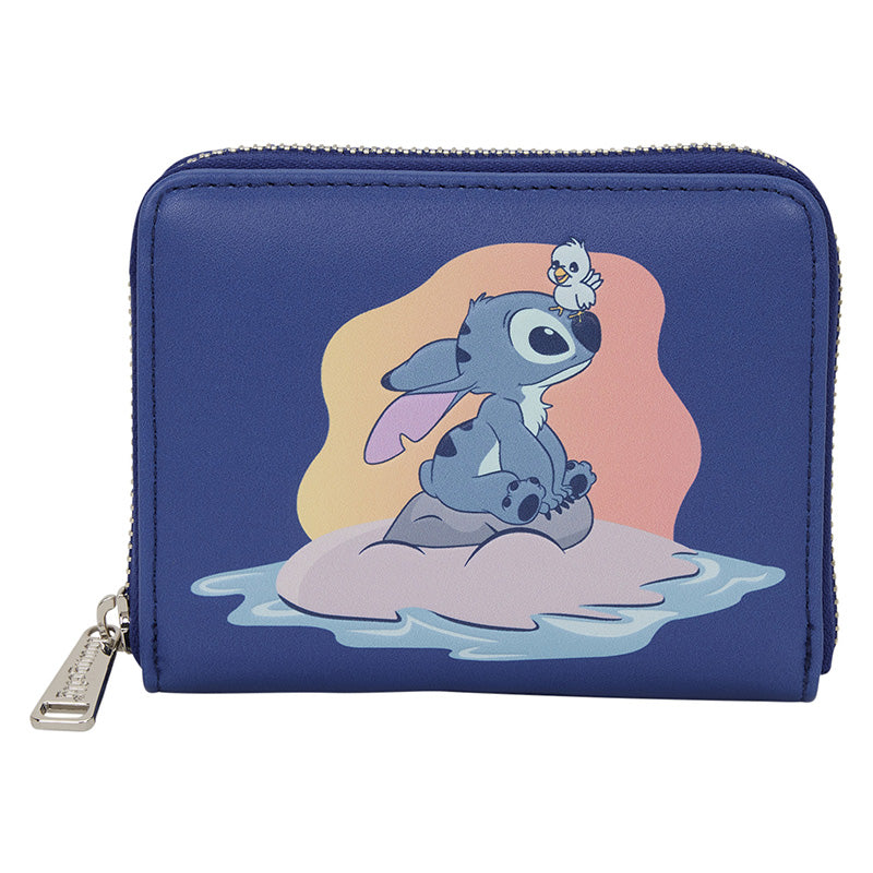 Disney Loungefly Wallet Lilo And Stitch Minimal Sitting On Rock With Bird