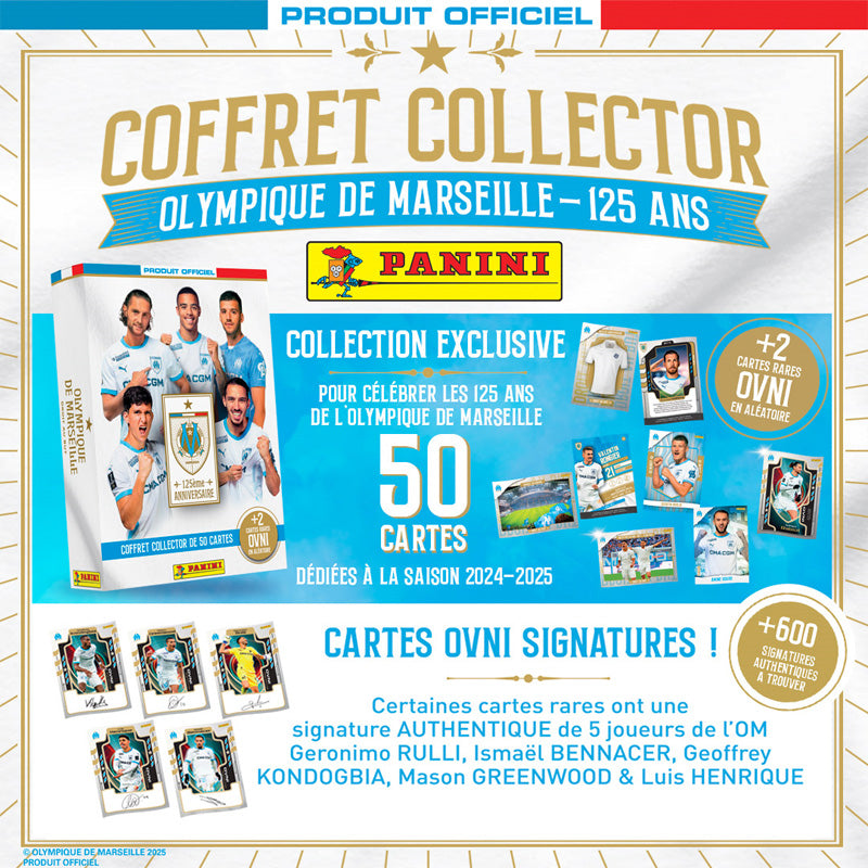Olympique de Marseille Panini TC - 125th Anniversary Box, 50 Cards + 2 UFO Cards