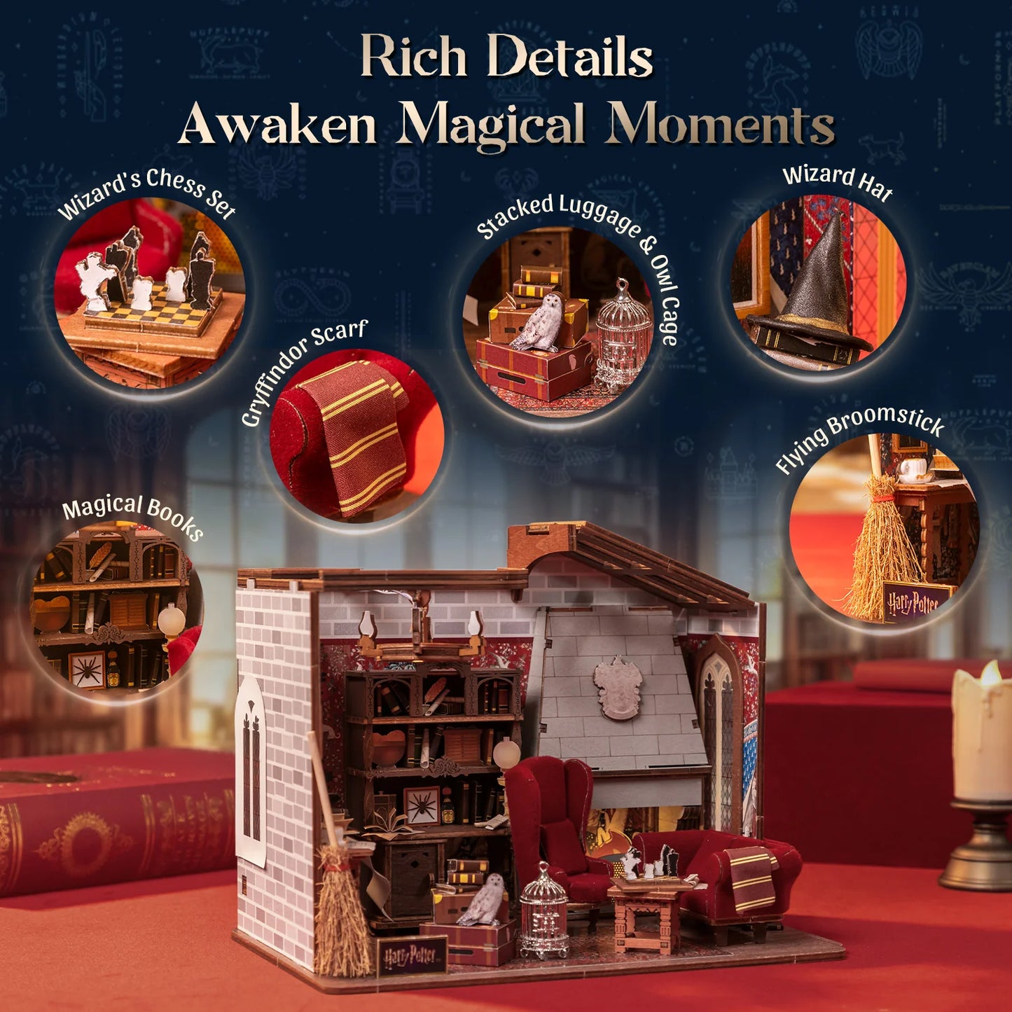 Harry Potter Puremind Wooden DIY House Gryffindor Common Room