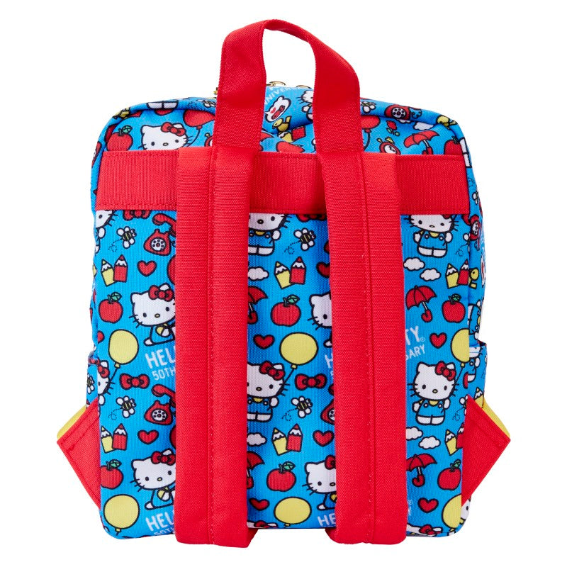 Hello Kitty Loungefly 50th Anniversary Mini Backpack Classic AOP Nylon Square