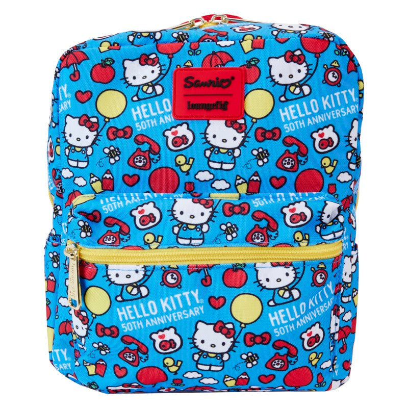 Hello Kitty Loungefly 50th Anniversary Mini Backpack Classic AOP Nylon Square