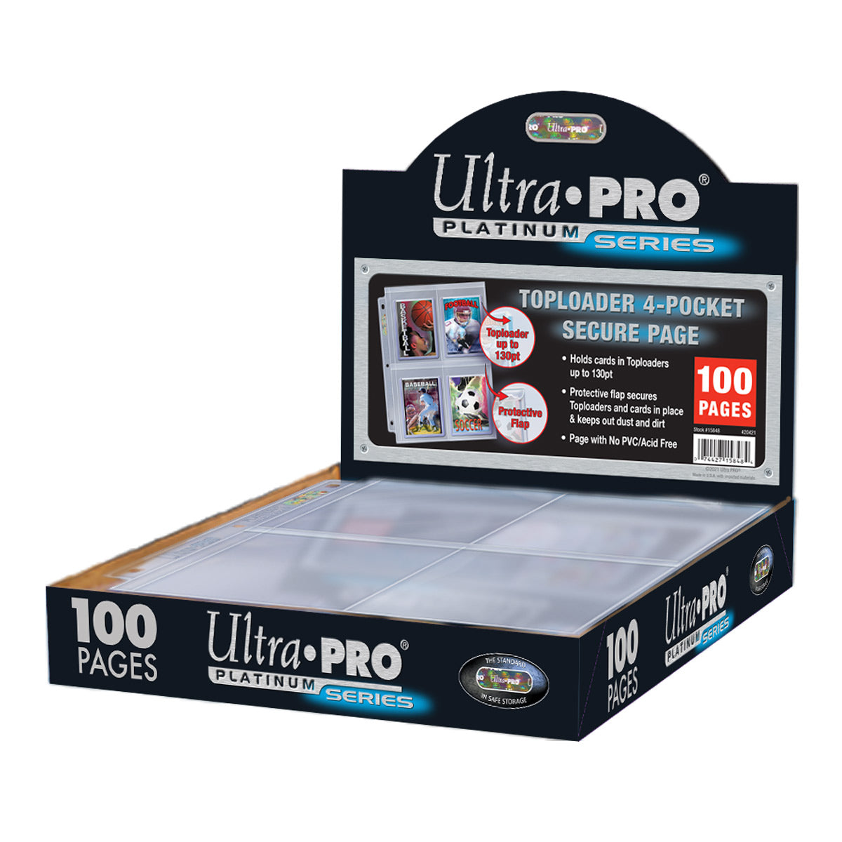 Ultra Pro Transparent Page for Toploaders - 4 Pockets (100pcs)