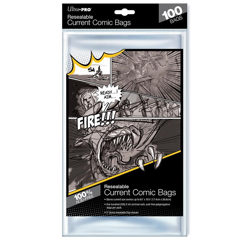 Ultra Pro Comics Bags Current - Resealable Pack of 100