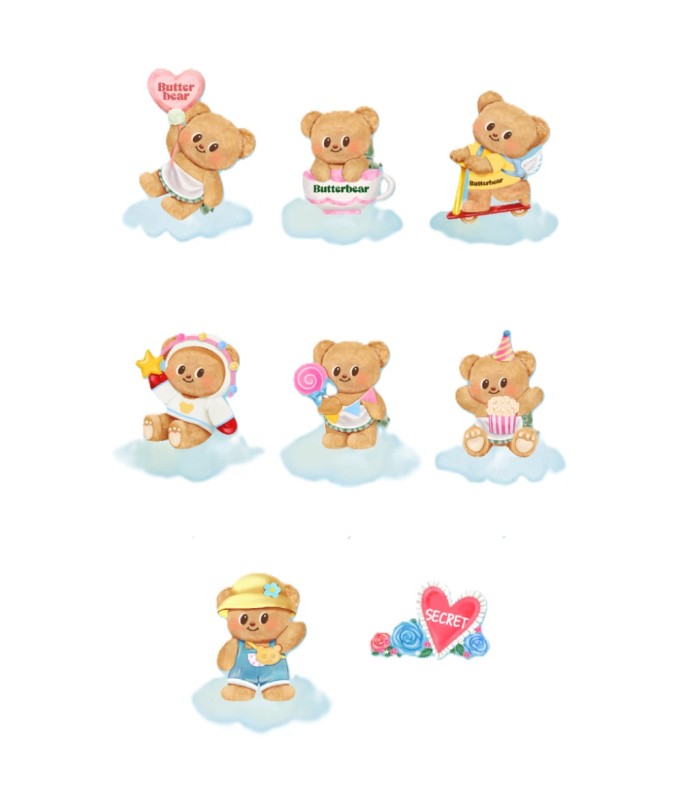 Butterbear - Party - DISPLAY OF 6 SOFT TOYS 15CM - MYSTERY BOX