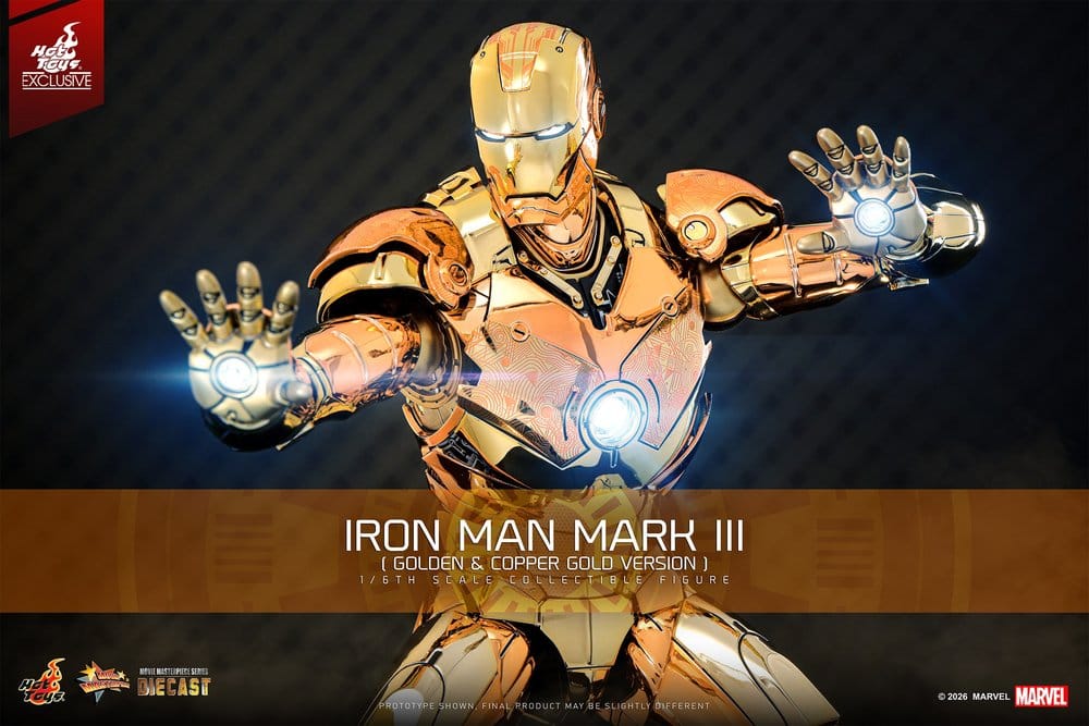 Iron Man Movie Masterpiece Diecast Action Figure 1/6 Iron Man Mark III (Golden & Copper Gold Version) Hot Toys Exclusive 33 cm