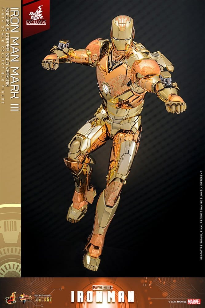 Iron Man Movie Masterpiece Diecast Action Figure 1/6 Iron Man Mark III (Golden & Copper Gold Version) Hot Toys Exclusive 33 cm